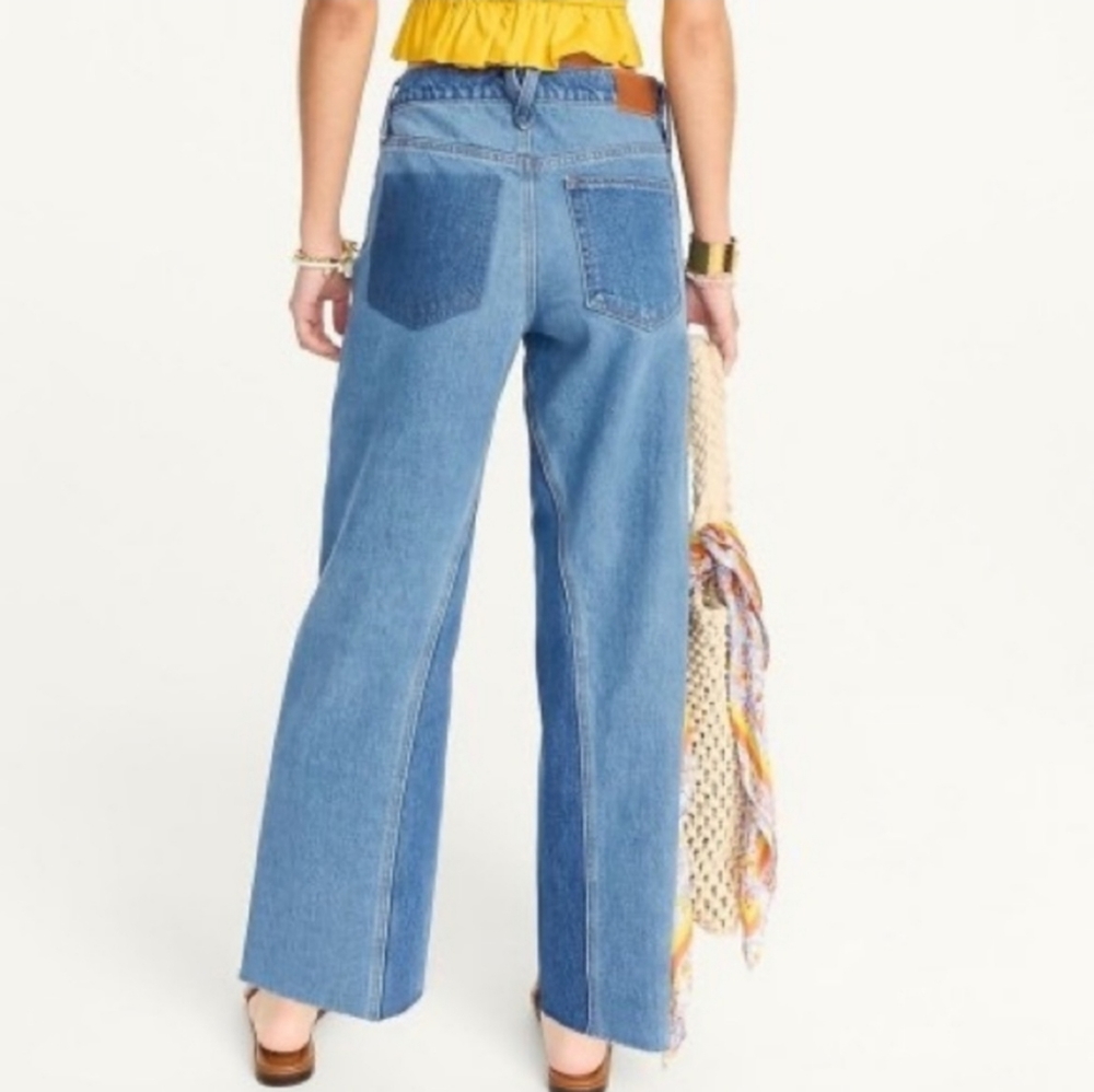 J. Crew Jeans Slim Wide Leg Indigo Patchwork Wash 25